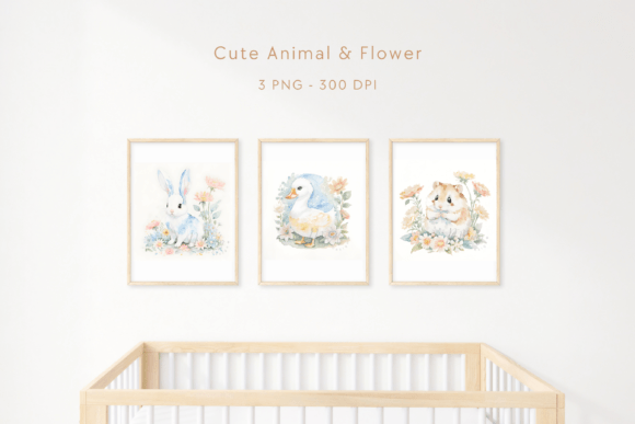 Download Cute Animal &amp; Flower Watercolor Wall Art - Premium Resources