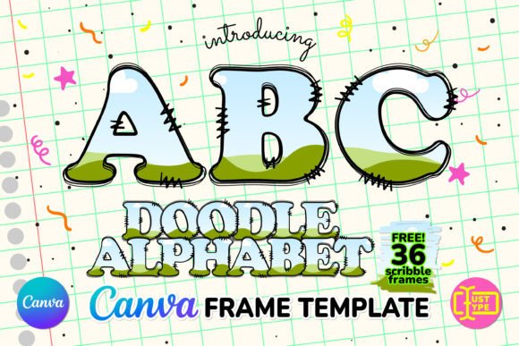 Download Retro Doodle Alphabet Canva Frame - Premium Resources